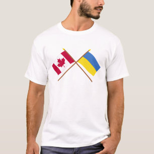 Camiseta Canadá y banderas cruzadas Ucrania