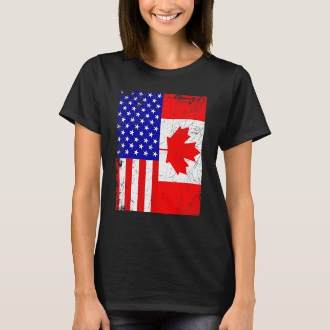Camiseta Canadian American Shirt USA Canada Flag 4th Of Jul (Anverso)