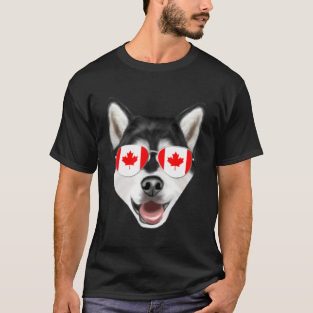 Camiseta Canadian Flag Alaskan Malamute Dog Canada Pocket (Anverso)