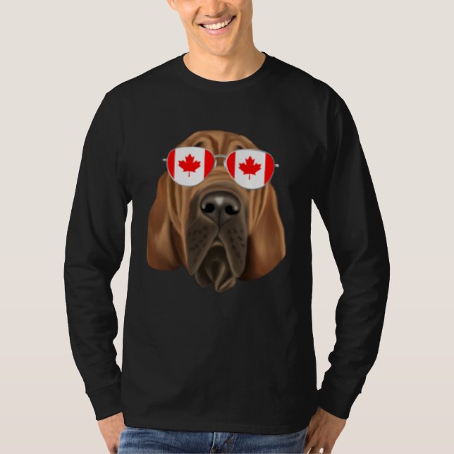 Camiseta Canadian Flag Bloodhound Dog Canada Pocket (Anverso)