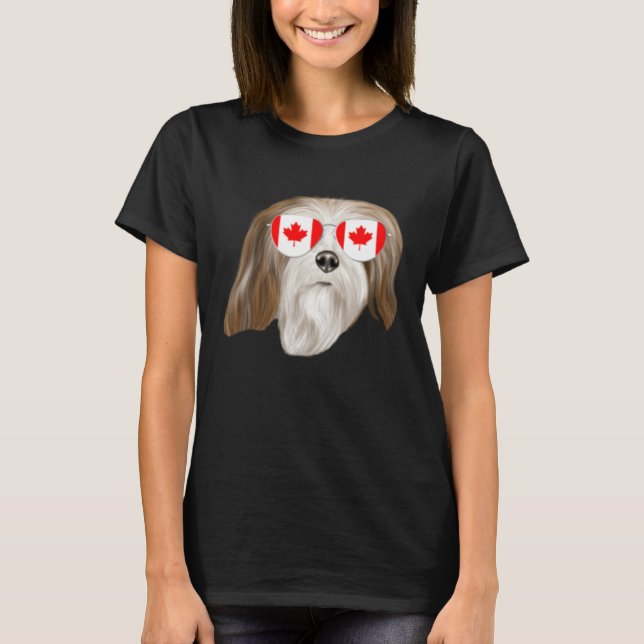 Camiseta Canadian Flag Lhasa Apsos Dog Canada Pocket (Anverso)
