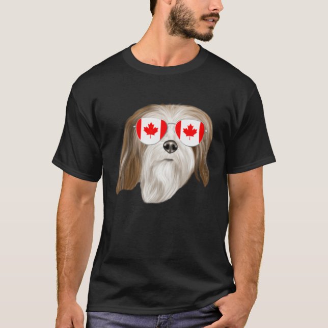 Camiseta Canadian Flag Lhasa Apsos Dog Canada Pocket (Anverso)