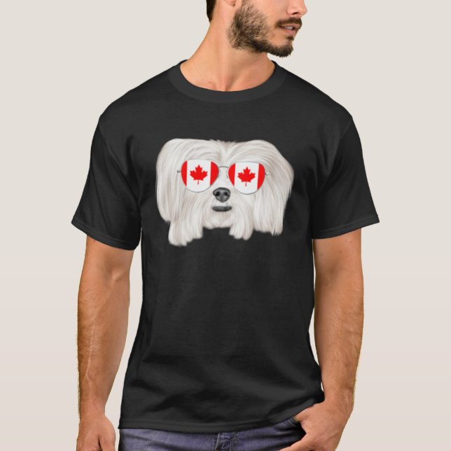 Camiseta Canadian Flag Maltese Dog Canada Pocket (Anverso)