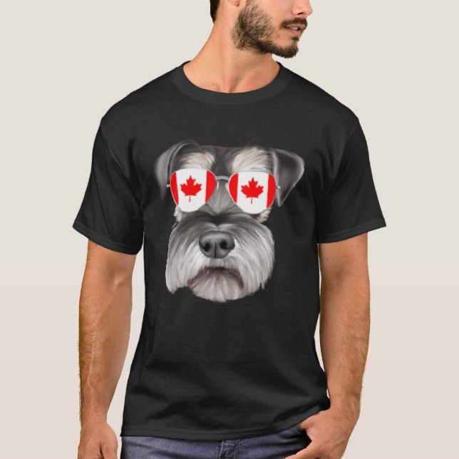 Camiseta Canadian Flag Miniature Schnauzer Dog Canada Pocke (Anverso)