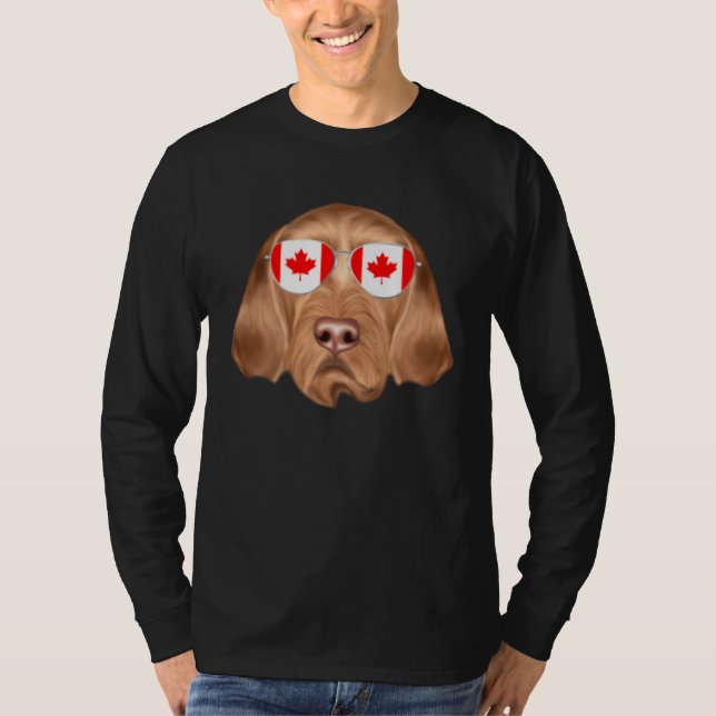 Camiseta Canadian Flag Wirehaired Vizsla Dog Canada Pocket (Anverso)