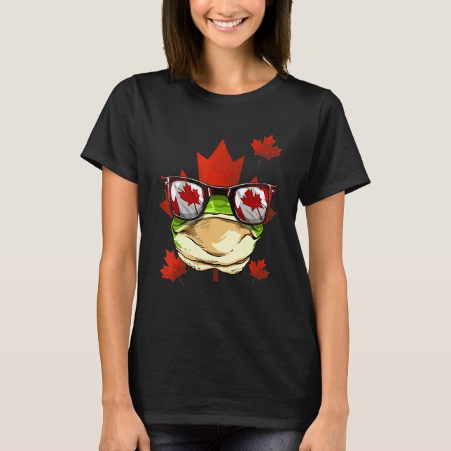 Camiseta Canadian Frog Maple Tree Leaf Canada Flag Animal F (Anverso)