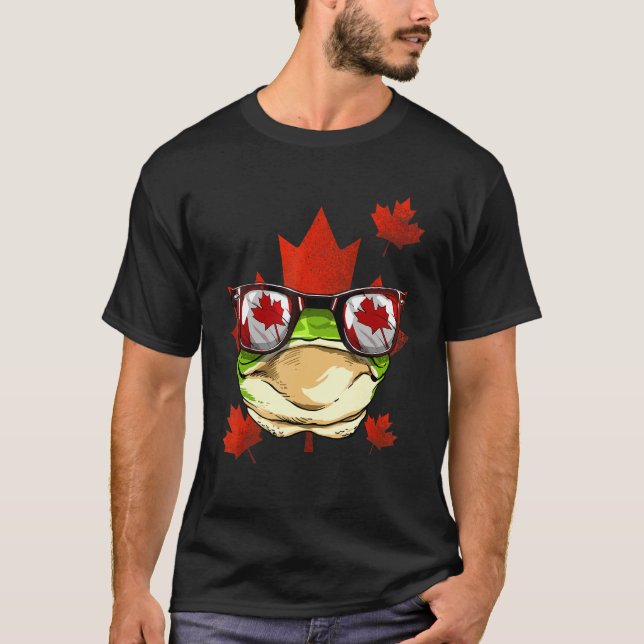 Camiseta Canadian Frog Maple Tree Leaf Canada Flag Animal F (Anverso)