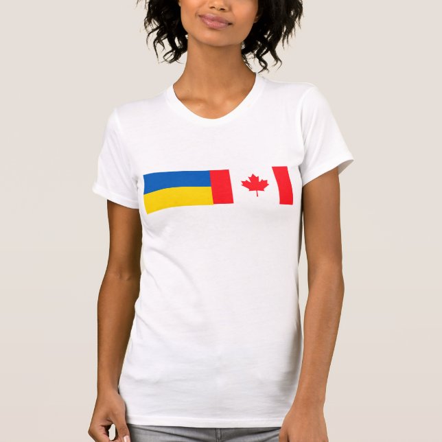 Camiseta Canadian I stand with Ukraine. CAN & UKR flags. (Anverso)