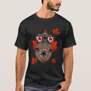 Camiseta Canadian Rex Maple Tree Leaf Canada Flag Dinosaur