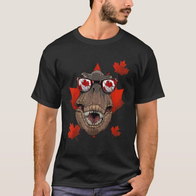 Camiseta Canadian Rex Maple Tree Leaf Canada Flag Dinosaur (Anverso)