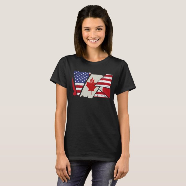 Camiseta Canadian Roots Half American Flag Canada (Anverso completo)