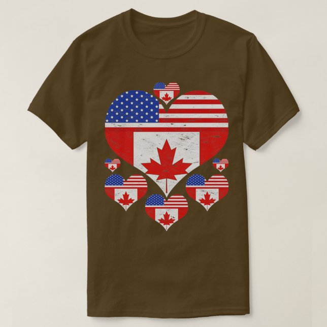 Camiseta Canadiense American Friendt Heart Canadian Flag U (Diseño del anverso)
