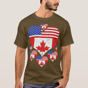 Camiseta Canadiense American Friendt Heart Canadian Flag U