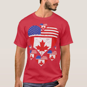 Camiseta Canadiense American Friendt Heart Canadian Flag U
