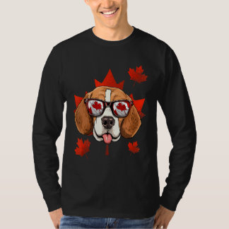 Camiseta Canadiense Beagle Dog Maple Leaf Patriótico Canada