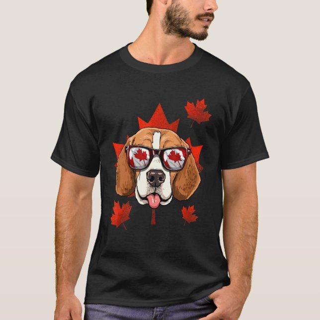 Camiseta Canadiense Beagle Dog Maple Leaf Patriótico Canada (Anverso)