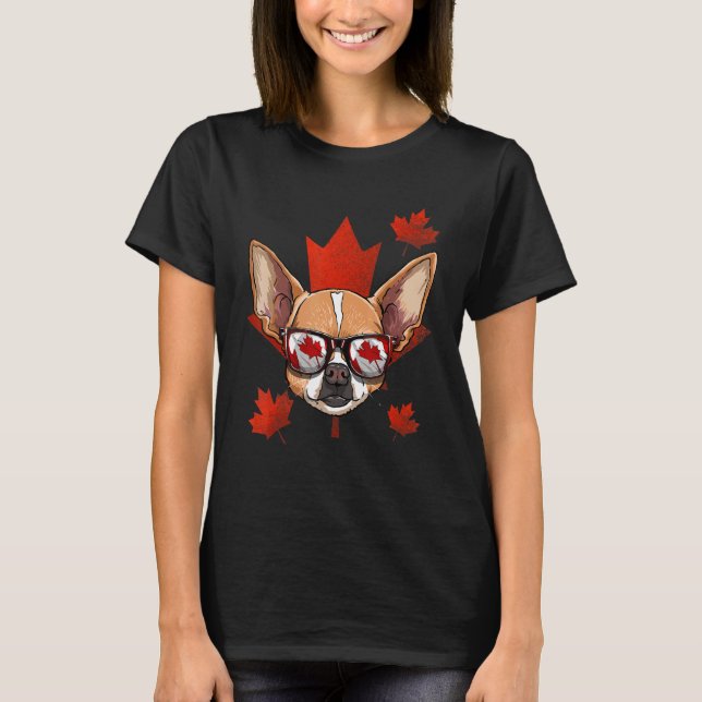 Camiseta Canadiense Chihuahua Maple Tree Leaf Canada Flag M (Anverso)