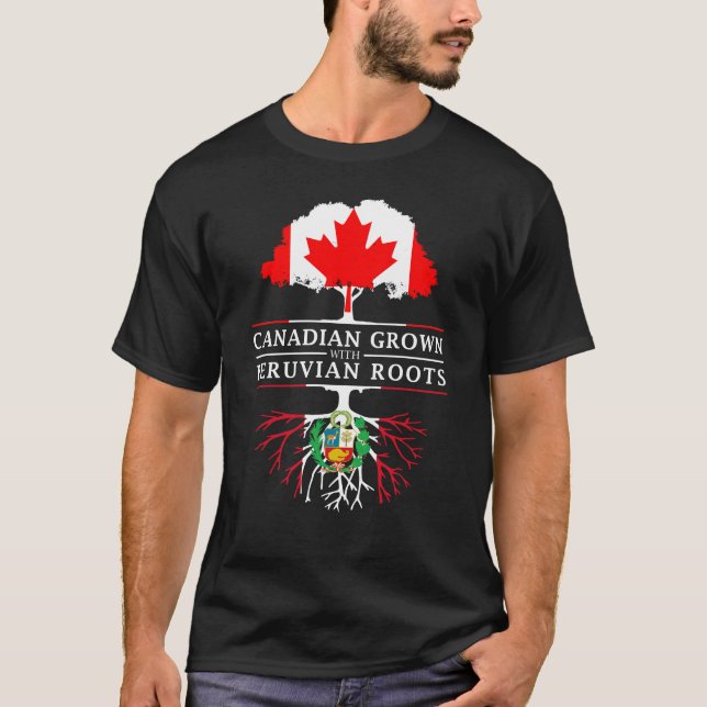 Camiseta Canadiense crecido con el diseño de Perú   de las (Anverso)