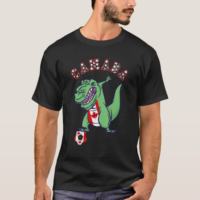 Camiseta Canadiense Dabbing Rex Dino Maple Leaf (Anverso)