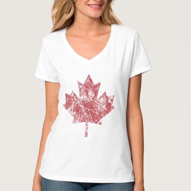 Camiseta Canadiense de hojas de arce al estilo grunge CANAD (Anverso)