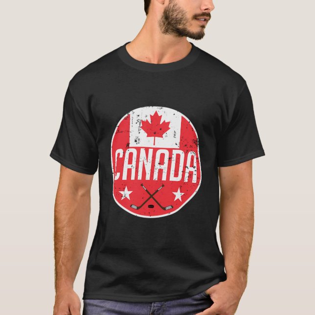 Camiseta Canadiense de la bandera de hockey sobre hielo (Anverso)