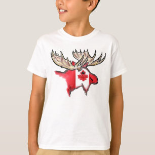Camiseta canadiense de los alces de los muchachos