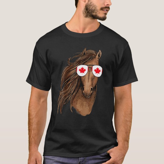 Camiseta Canadiense de Manguera Maple Leaf Funny Horse de g (Anverso)