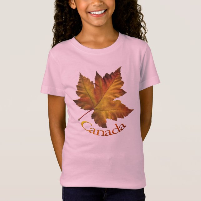 Camiseta canadiense de niños con hojas de arce (Anverso)