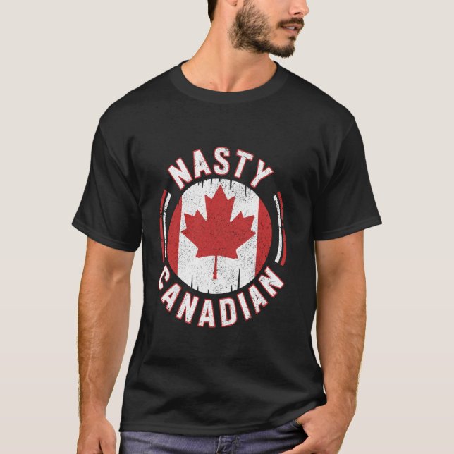 Camiseta Canadiense desagradable divertido Canadá Arce codo (Anverso)