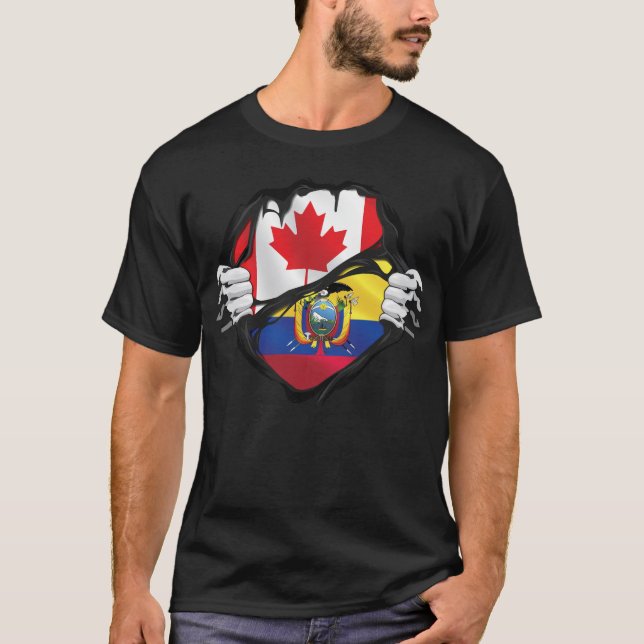 Camiseta Canadiense Ecuatoriano arrancó la bandera de las r (Anverso)