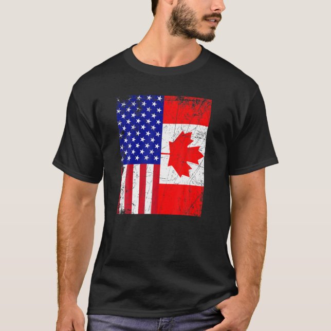 Camiseta Canadiense Estadounidense Bandera De Canadá 4 De J (Anverso)