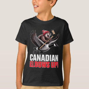 Camiseta Canadiense Hockey Codos Arriba Retro Divertido Día