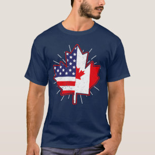 Camiseta Canadiense Maple Leaf Bandera de los Estados Unido