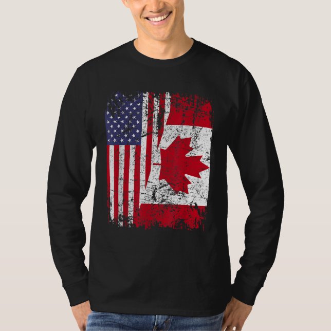 Camiseta CANADIENSE RAÍCES Bandera MEDIANO ESTADOUNIDENSE C (Anverso)