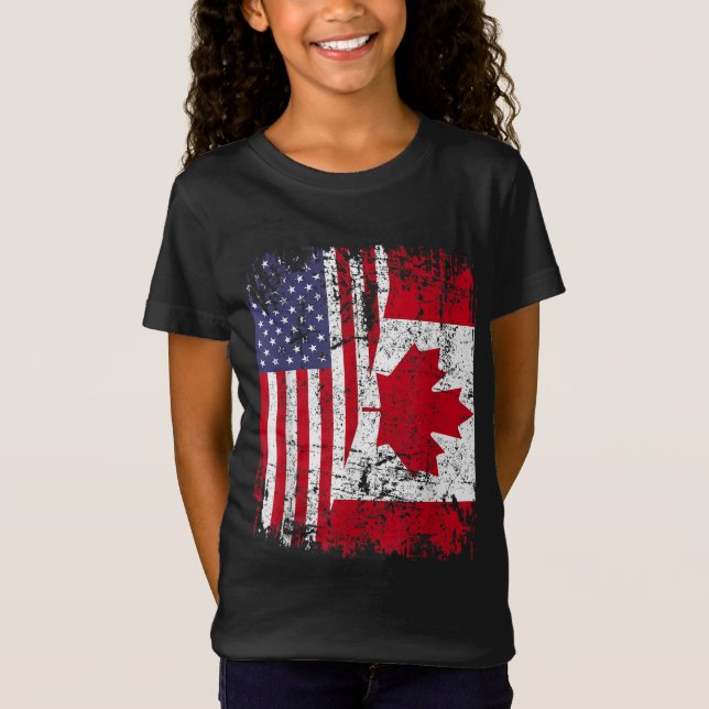 Camiseta CANADIENSE RAÍCES Bandera MEDIANO ESTADOUNIDENSE C (Anverso)