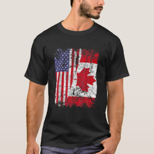 Camiseta CANADIENSE RAÍCES Bandera MEDIANO ESTADOUNIDENSE C