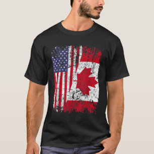 Camiseta CANADIENSE RAÍCES Bandera MEDIANO ESTADOUNIDENSE C