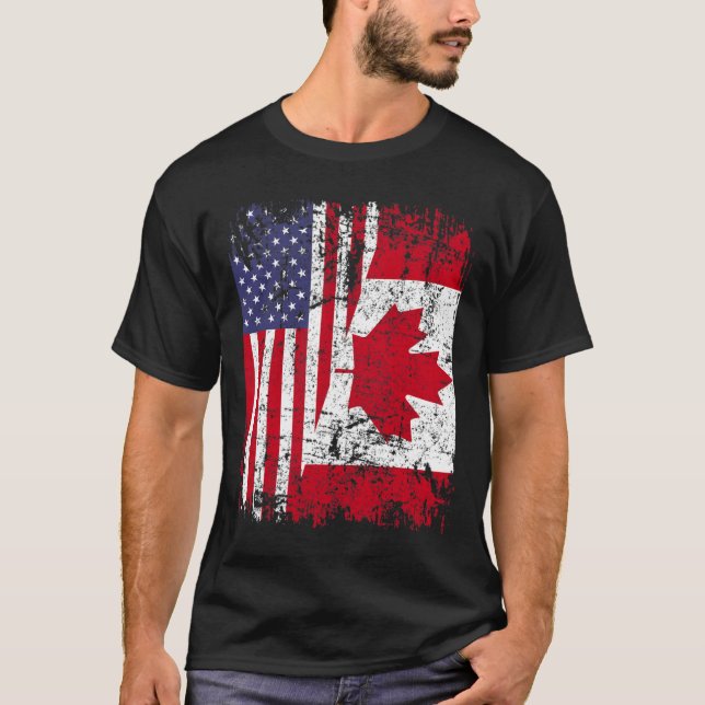 Camiseta CANADIENSE RAÍCES Media Bandera Americana (Anverso)