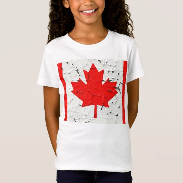 Camiseta Canadiense Red Maple Leaf CANADA Peeling Paint Sty (Anverso)