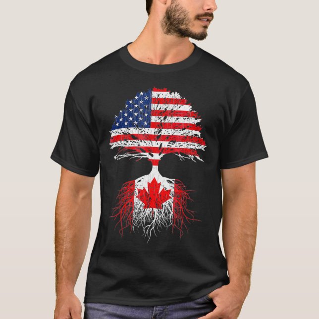 Camiseta Canadiense Roots American Grown Canada Flag Tshirt (Anverso)