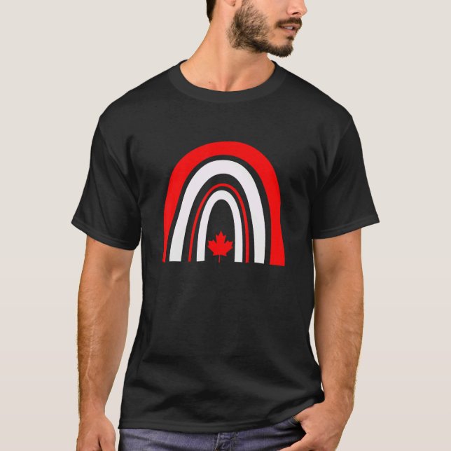 Camiseta Canadiense Roots Maple Leaf Canada American Rainbo (Anverso)