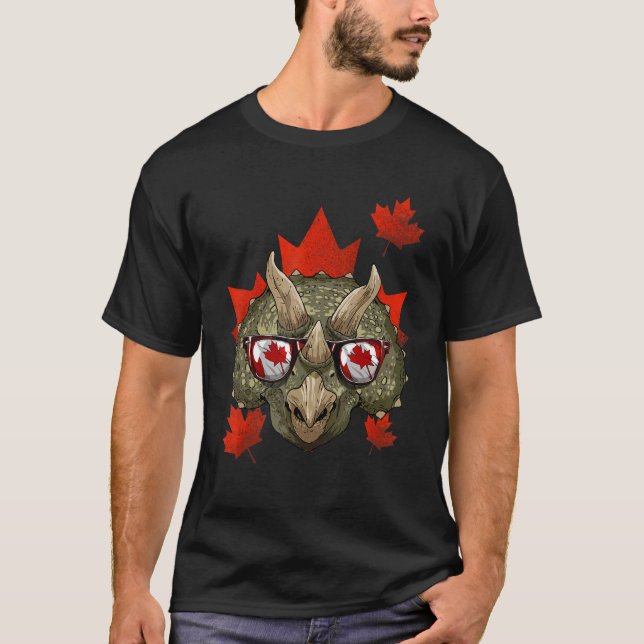 Camiseta Canadiense Triceratops Maple Tree Leaf Canada Flag (Anverso)
