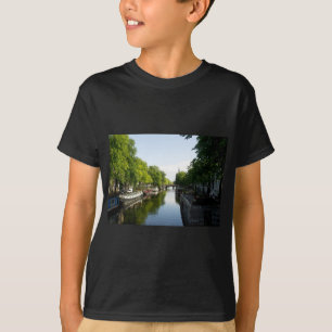 Camiseta Canal de Ámsterdam con Barcos y Puente