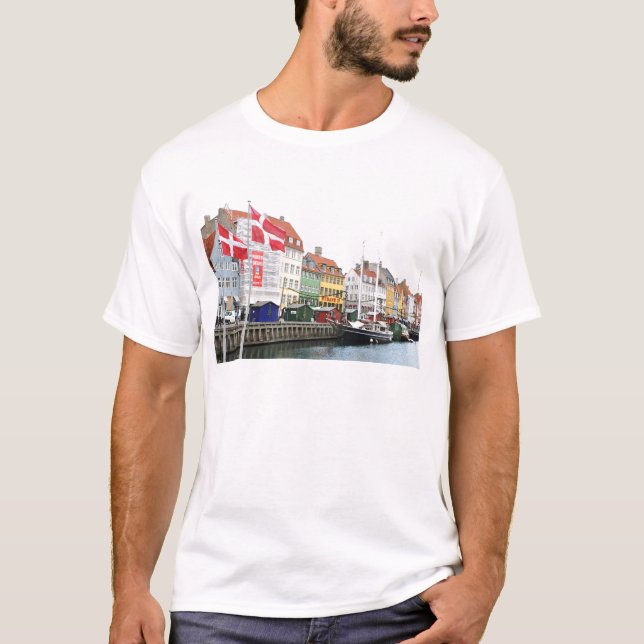 Camiseta Canal de Nyhavn en Copenhague, Danmark (Anverso)