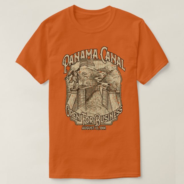 Camiseta Canal De Panamá Abierto Por Negocios 1914 (Diseño del anverso)