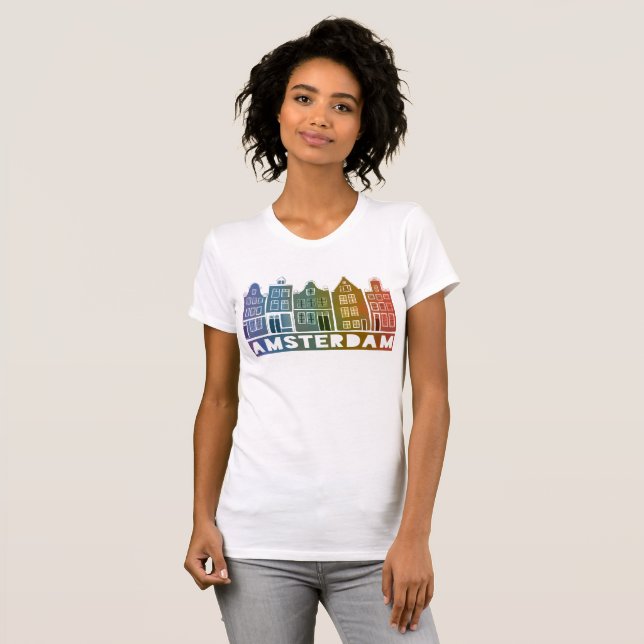Camiseta Canal House Row Amsterdam Holanda Rainbow holandés (Anverso completo)