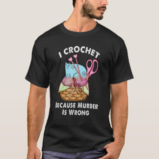 Camiseta canasta de hilo y agujas de ganchillo de gato