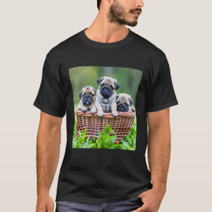 CAMISETA CANASTA LLENA DE PUGS PERRITOS MÁS DULCES DEL MUND