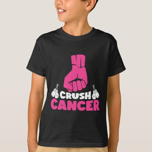 Camiseta Cáncer de aplastante Boxeo Cinta rosa Cáncer de Ma (Anverso)
