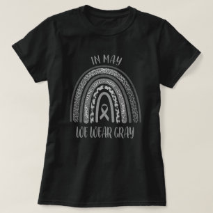 Camiseta Cáncer De Cerebro De Arcoiris Leopardo En Mayo Usa